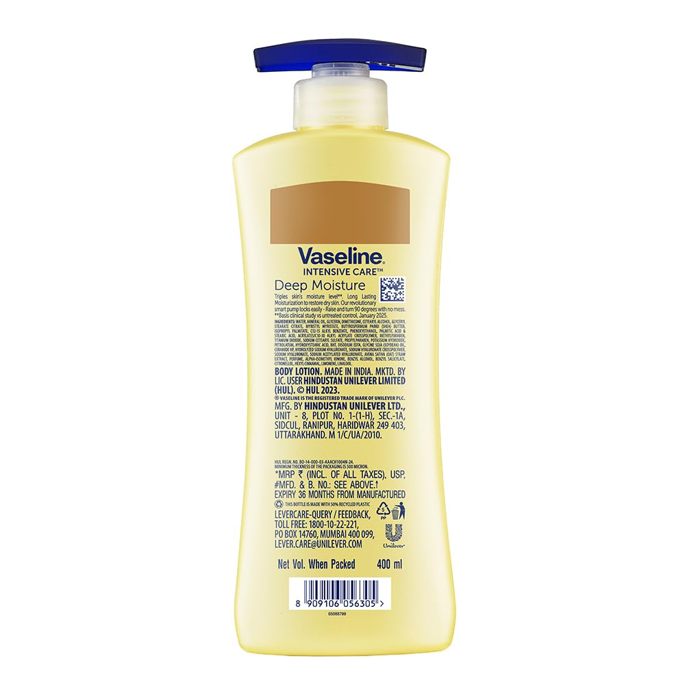 Vaseline Deep Moisture Body Lotion |For Dry Skin | Cushion Soft Skin| With Ceramides Hyaluron Moisture Fillers 400ml
