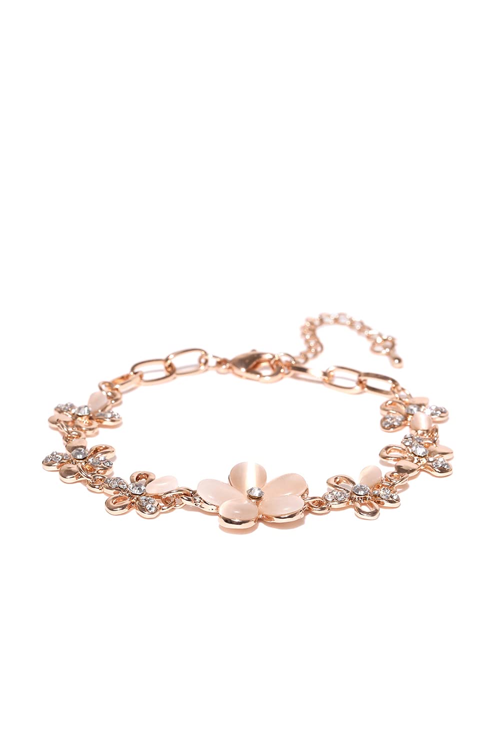 YouBella Jewellery Bracelets for Women Stylish Rose Gold Plated Crystal Bracelet Bangle Jewellery for Girls and Women