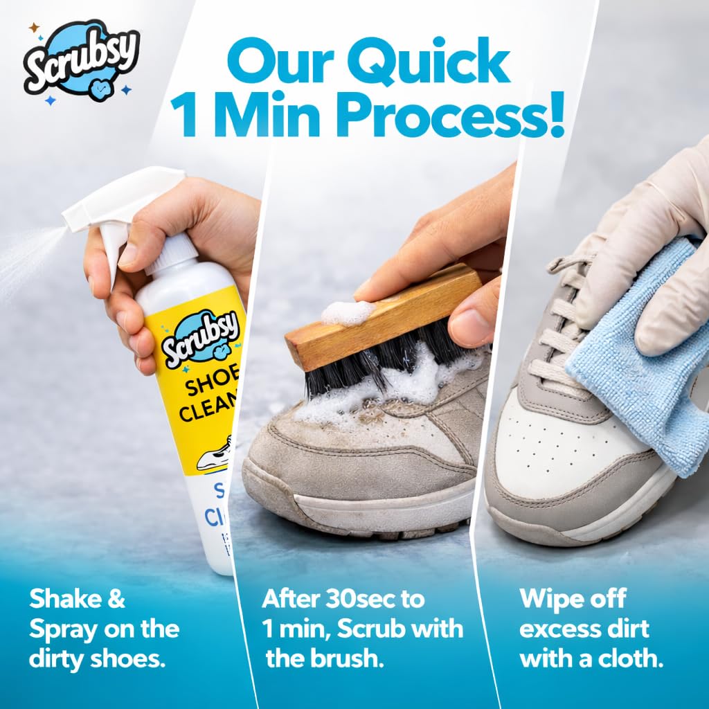 Shoe Cleaning Kit - Shoe Cleaner -Spray Based Sneaker Cleaner for All Shoes, Safe for, Sports, Leather, Suede, Canvas, Mesh, Quick Dry, No Rinse Needed, Pack of 2, 800ml