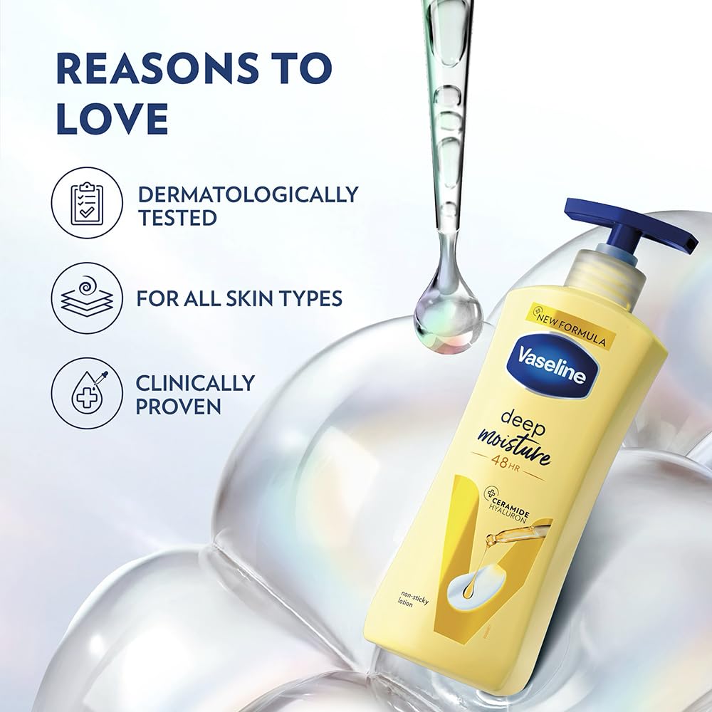 Vaseline Deep Moisture Body Lotion |For Dry Skin | Cushion Soft Skin| With Ceramides Hyaluron Moisture Fillers 400ml