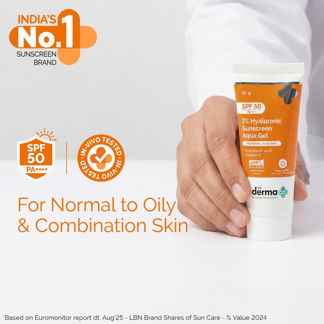 The Derma Co 1% Hyaluronic Sunscreen Aqua Gel SPF 50