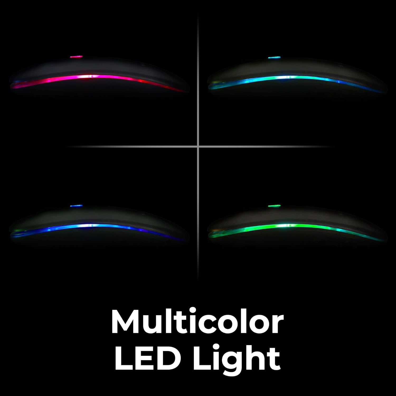 ZEBRONICS Blanc Slim Wireless Mouse with Rechargeable Battery, BT + 2.4GHz, 4 Buttons, 800/1200/1600 DPI, Silent Operation, Multicolor LED Lights