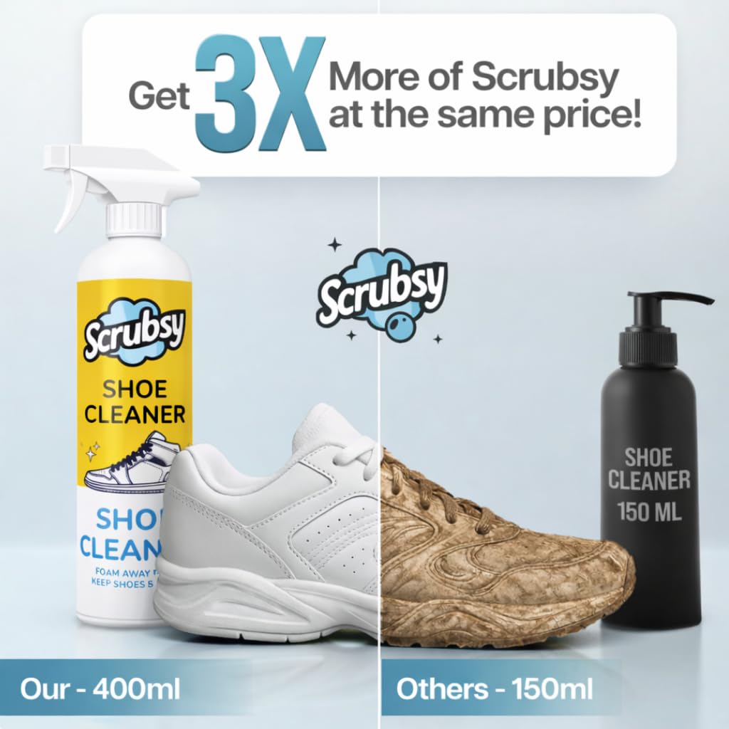 Shoe Cleaning Kit - Shoe Cleaner -Spray Based Sneaker Cleaner for All Shoes, Safe for, Sports, Leather, Suede, Canvas, Mesh, Quick Dry, No Rinse Needed, Pack of 2, 800ml