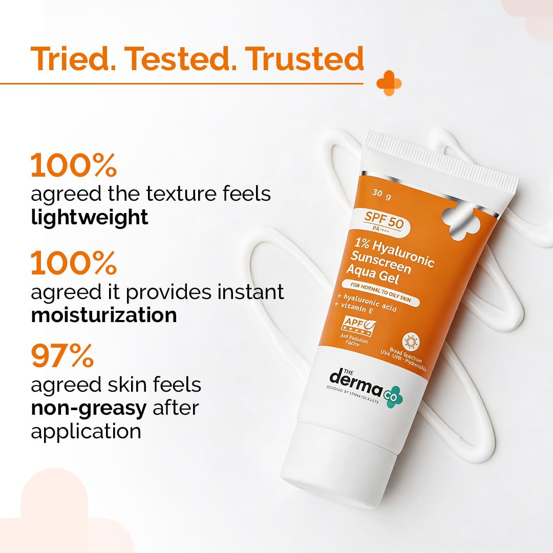 The Derma Co 1% Hyaluronic Sunscreen Aqua Gel SPF 50