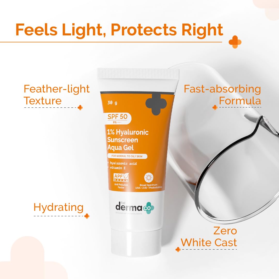 The Derma Co 1% Hyaluronic Sunscreen Aqua Gel SPF 50