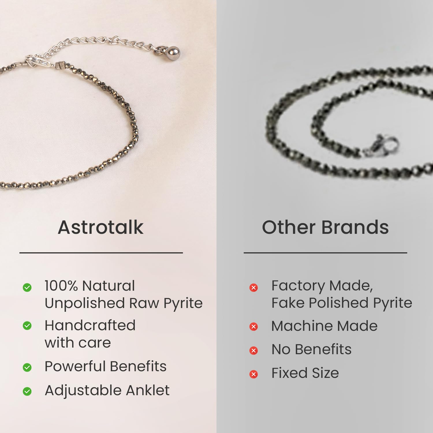 Astrotalk Raw Pyrite Anklet | Stone of Money, Protection & Power | Pyrite Anklet for Women | Best Gift Items | Spiritual Jewellery for Women