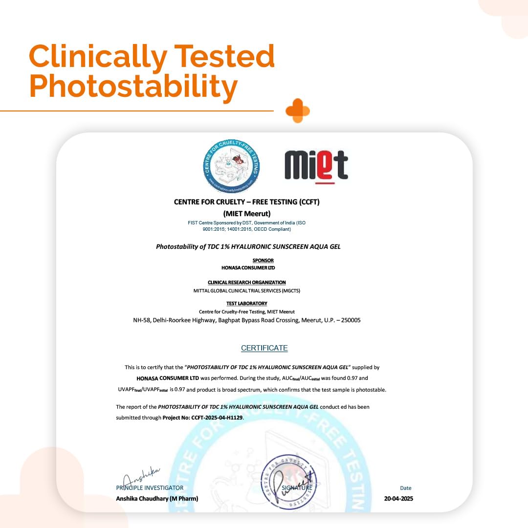 The Derma Co 1% Hyaluronic Sunscreen Aqua Gel SPF 50