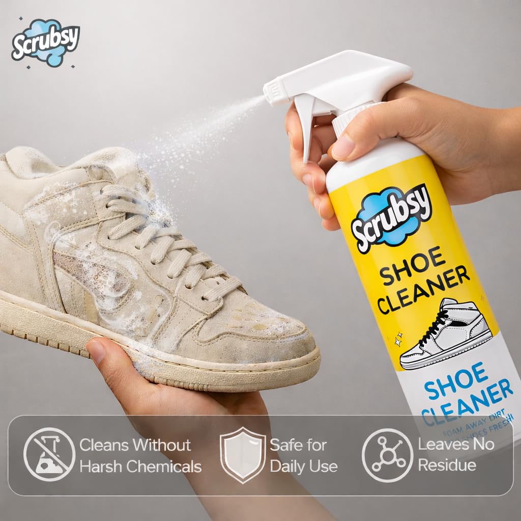 Shoe Cleaning Kit - Shoe Cleaner -Spray Based Sneaker Cleaner for All Shoes, Safe for, Sports, Leather, Suede, Canvas, Mesh, Quick Dry, No Rinse Needed, Pack of 2, 800ml