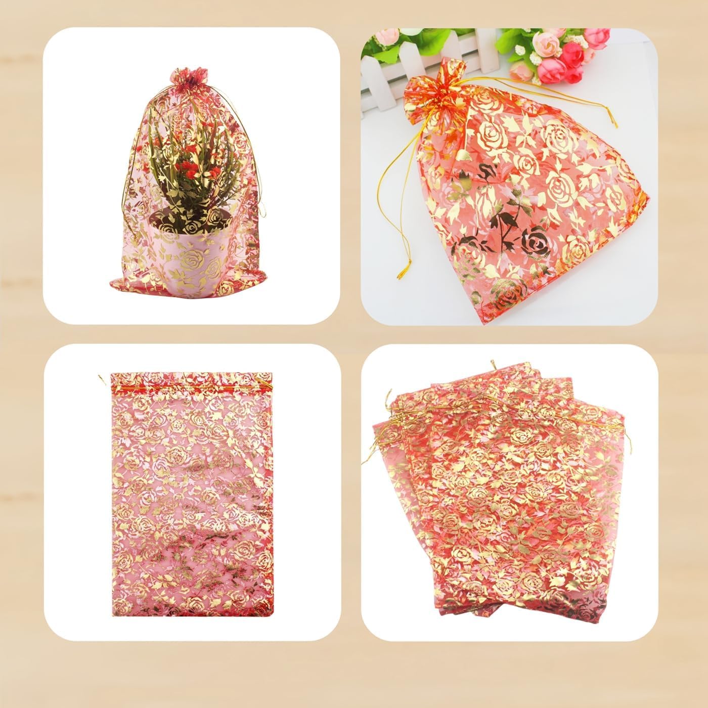 ProKart Premium Jewellery Pouch Organza Party Favor | Shagun Potli Bags | Gift Pouches for Return Gifts | Dry Fruits Packing (Mixed Color, Pack of 30)