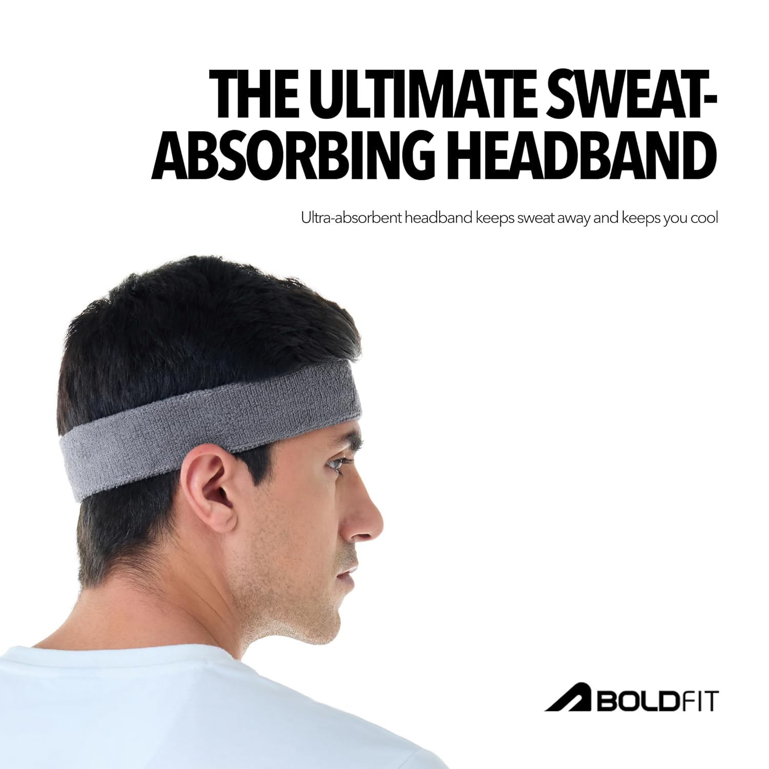 Boldfit Gym Headband for Men and Women - Sports Headband for Workout & Running, Breathable, Non-Slip Sweat Head Bands for Long Hair