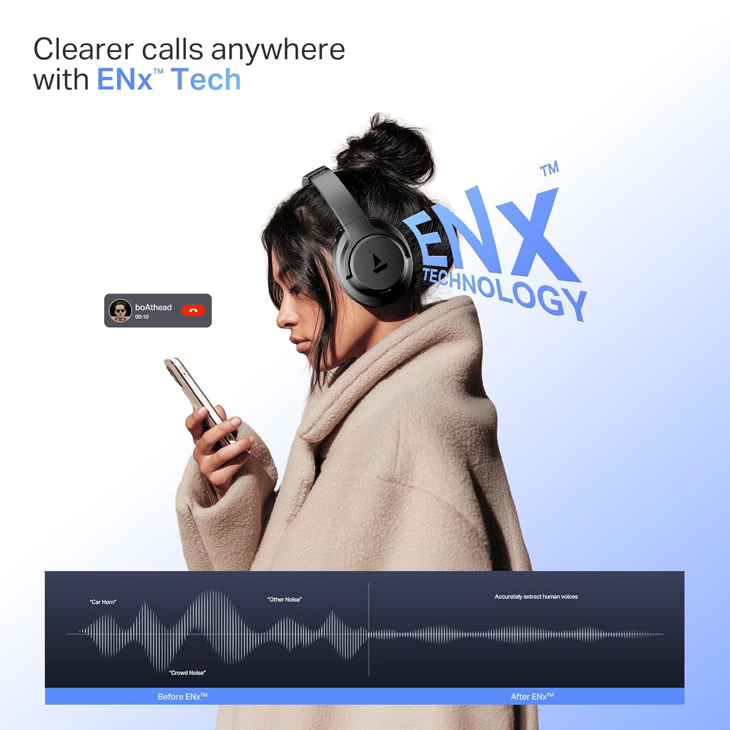 Boat Rockerz 512 ANC,(~40dB) Hybrid ANC, 80H Battery, 40mm Drivers, 40ms Low Latency, ENx Tech,Stream Ad Free Music via App Support, Bluetooth Headphones, Wireless Headphone with Mic (Cosmic Black)