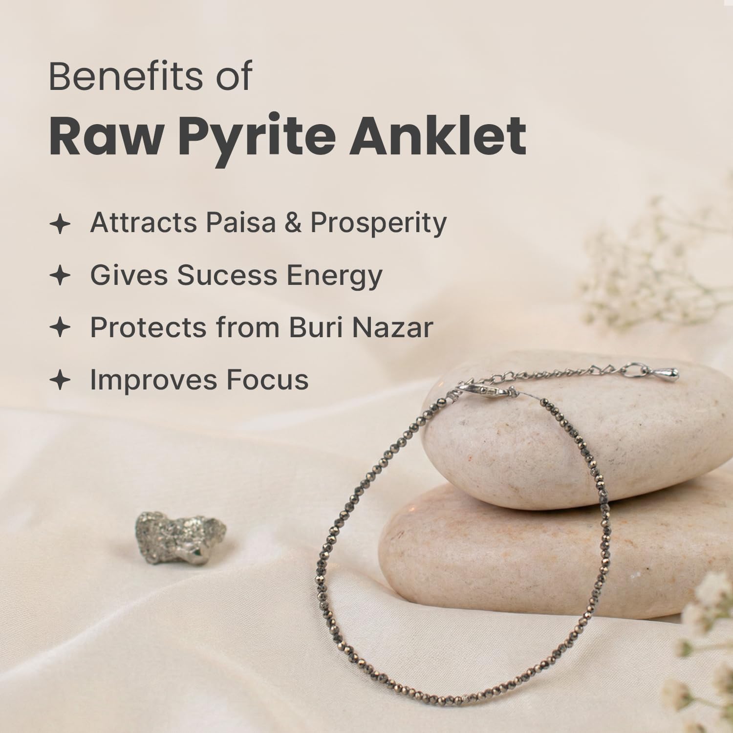 Astrotalk Raw Pyrite Anklet | Stone of Money, Protection & Power | Pyrite Anklet for Women | Best Gift Items | Spiritual Jewellery for Women
