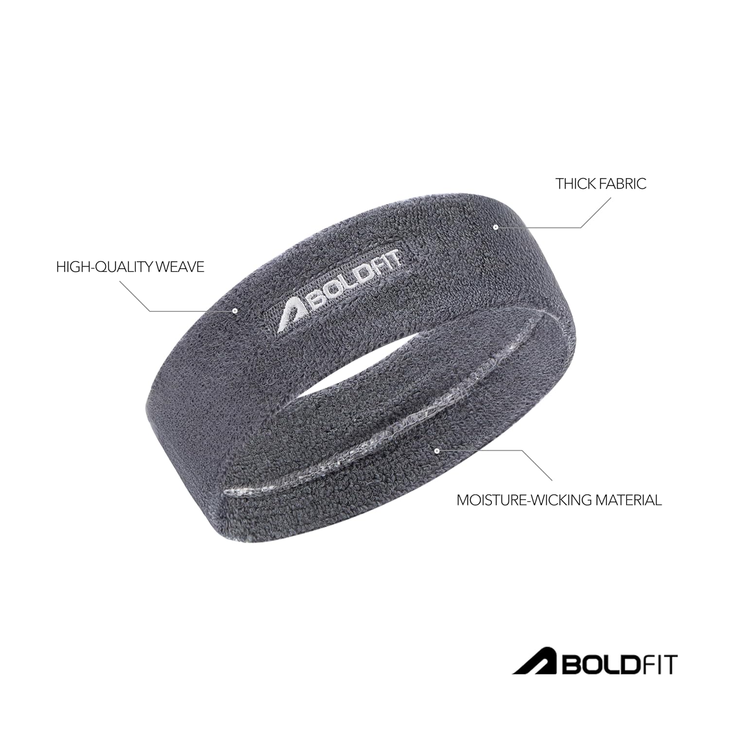 Boldfit Gym Headband for Men and Women - Sports Headband for Workout & Running, Breathable, Non-Slip Sweat Head Bands for Long Hair