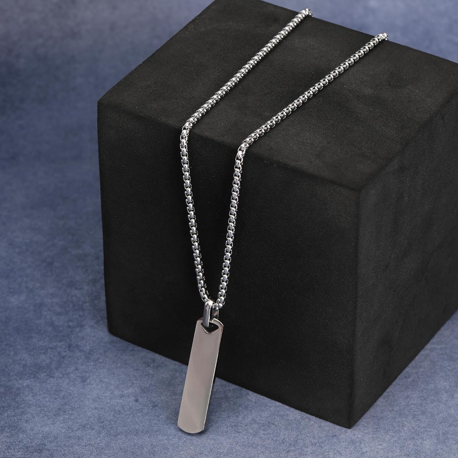 Fashion Frill Silver Chain For Men Stylish Stainless Steel Bar Pendant Necklace Silver Chain Pendant For Men Boys Love Gifts Mens Jewellery