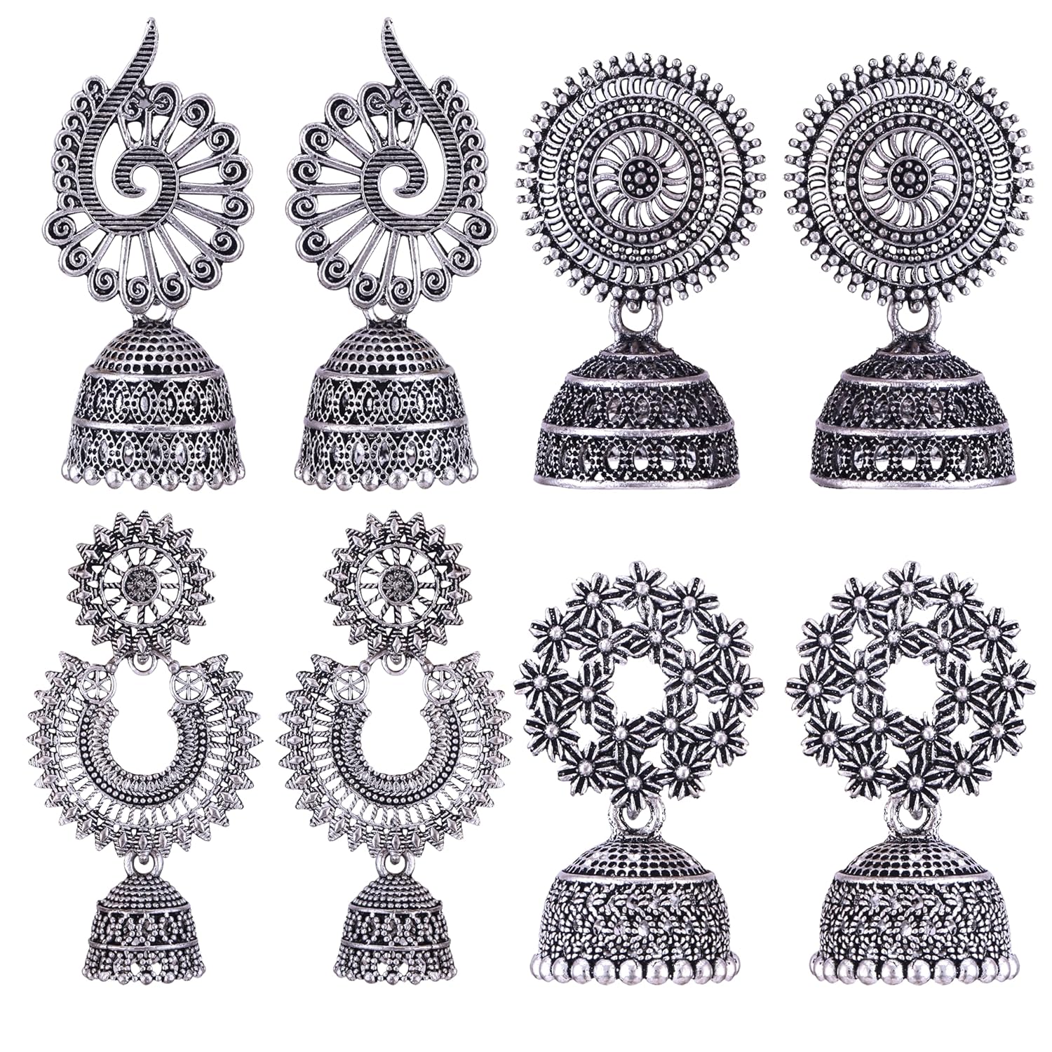 MEENAZ earrings for women fashion jhumka oxidised Silver Earrings for women Combo chandbali pearl chandbali stylish jhumkas traditional Earrings For girls South indian traditional Ear Rings -M124