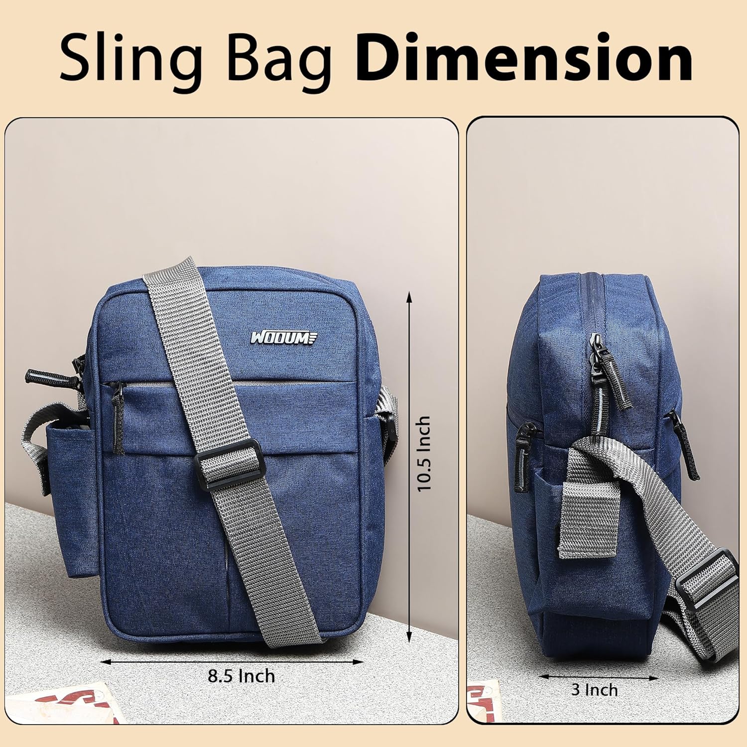 Wooum Water-Resistant Sling Bag for Men with 1 Year Warranty | Stylish Crossbody & Messenger Bag | Compact Office & Travel Side Bag | Waterproof Man Bag | Gift for Men Under 500