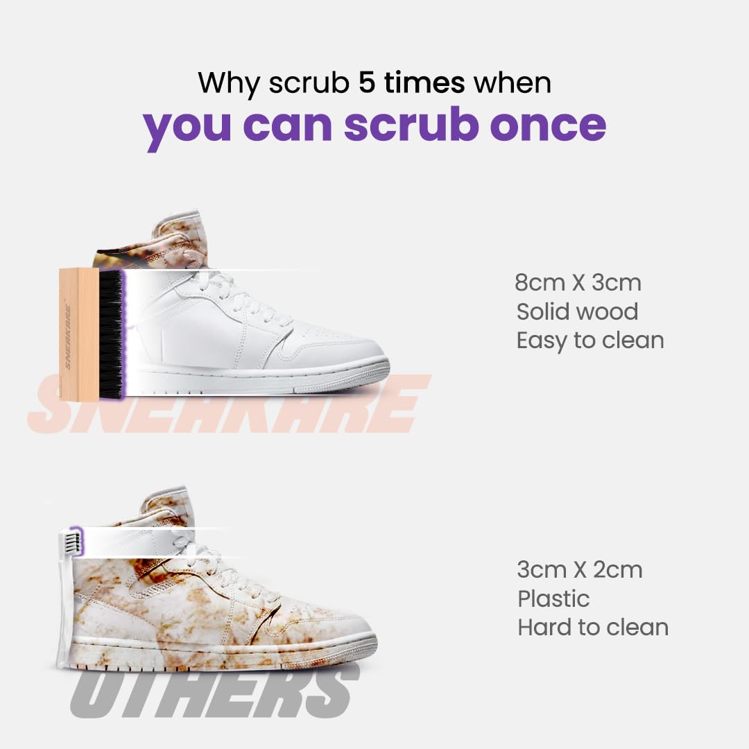 SNEAKARE Quick Shoe Cleaning Kit Shoe Cleaner & Medium Bristle Shoe Brush, White Shoe Cleaning Kit, Shoe Cleaner Kit For Sneaker,Sports Shoe Cleaner Foam Spray