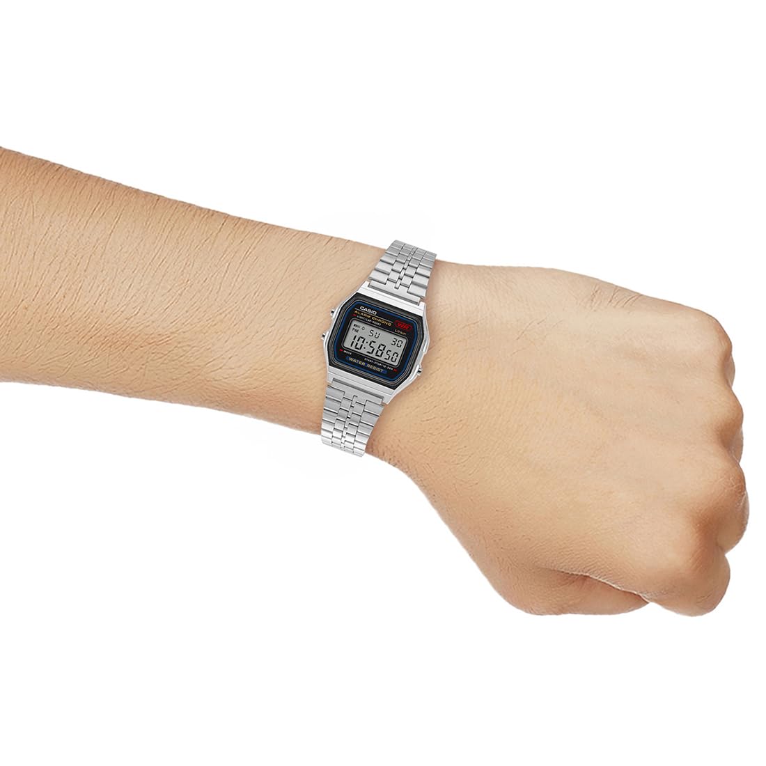 Casio Unisex Vintage A159W-N1DF Black Digital Dial Silver Stainless Steel Band D339