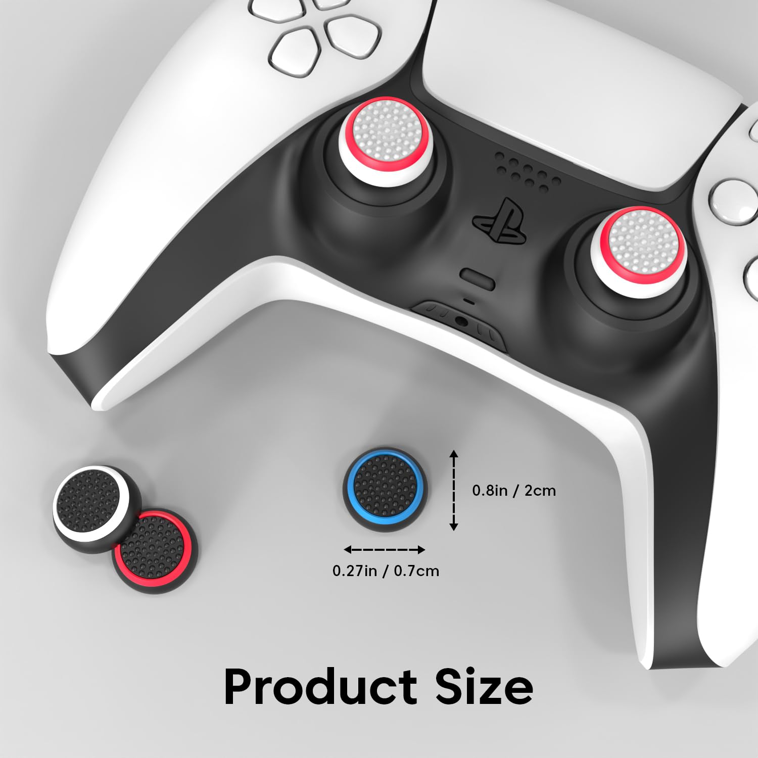 Sounce 8 Pair / 16 Pcs Controller Thumb Grips PS5/PS4/Xbox One/360/Switch, Anti-Slip Joystick Caps for PS5 Remote Controller & Gamepads, Soft Silicone Thumb Stick Covers for Enhanced Grip & Protection