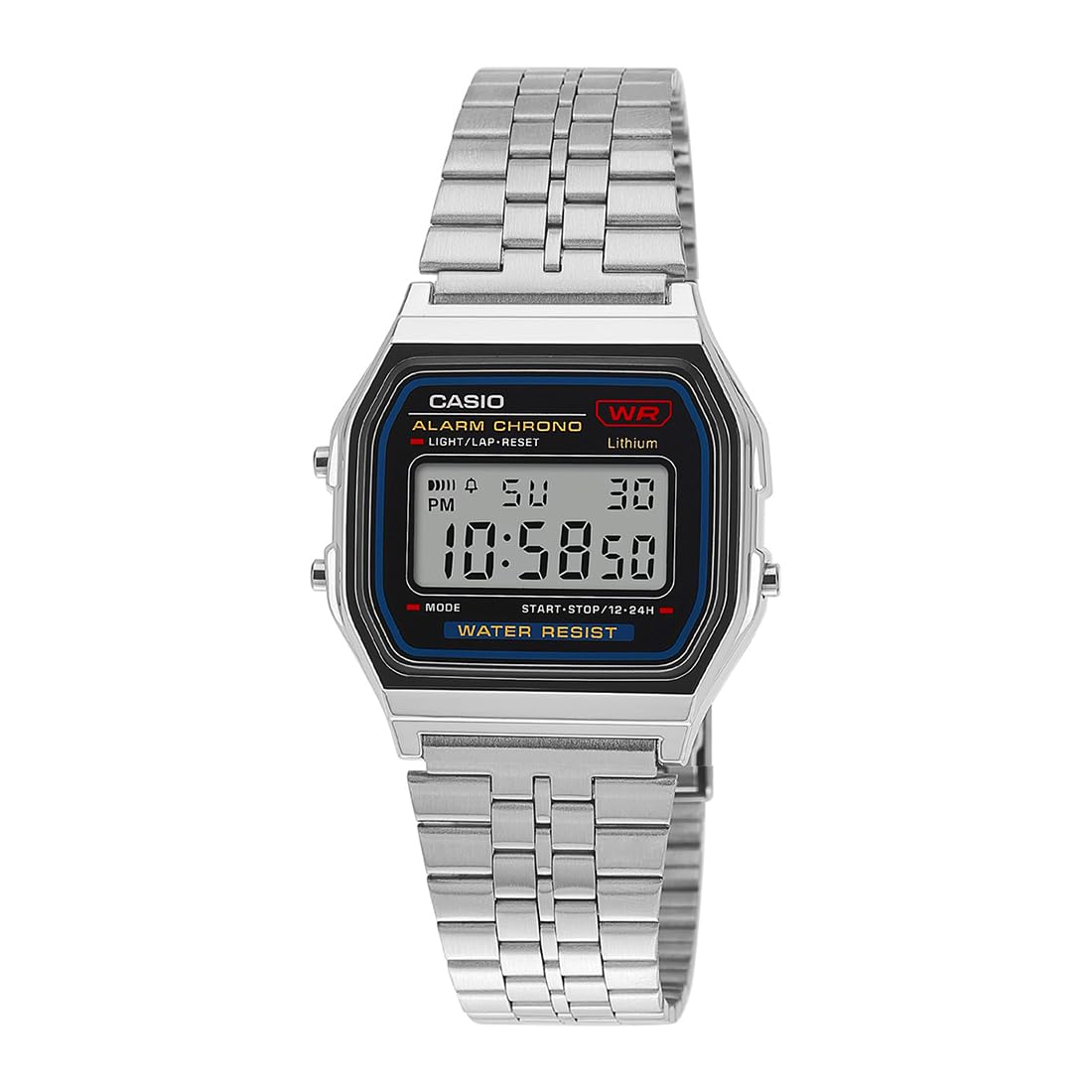 Casio Unisex Vintage A159W-N1DF Black Digital Dial Silver Stainless Steel Band D339