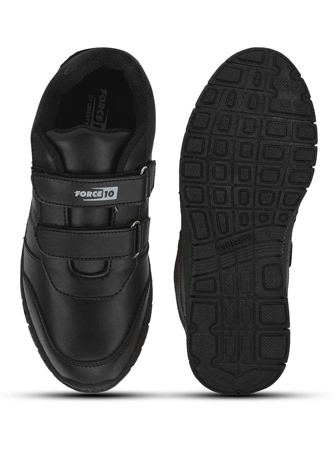 Liberty Force 10 Gola-SCHV School Shoes for Kids Boys & Girls - Black & White | Comfortable School Shoes | Lightweight & Durable | Easy Slip-On & Velcro Closure | All Day Comfort, Anti-Slip Grip