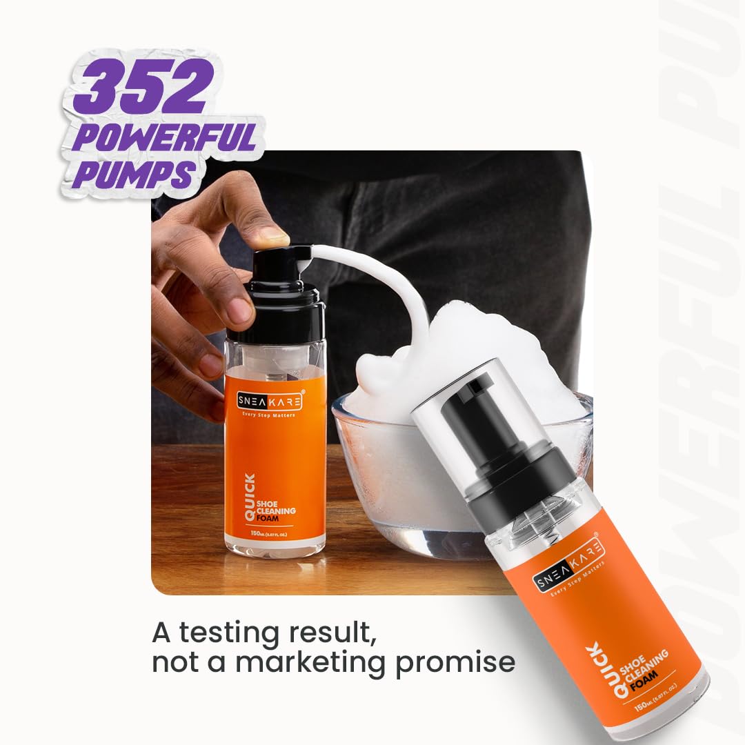 SNEAKARE Quick Shoe Cleaning Kit Shoe Cleaner & Medium Bristle Shoe Brush, White Shoe Cleaning Kit, Shoe Cleaner Kit For Sneaker,Sports Shoe Cleaner Foam Spray