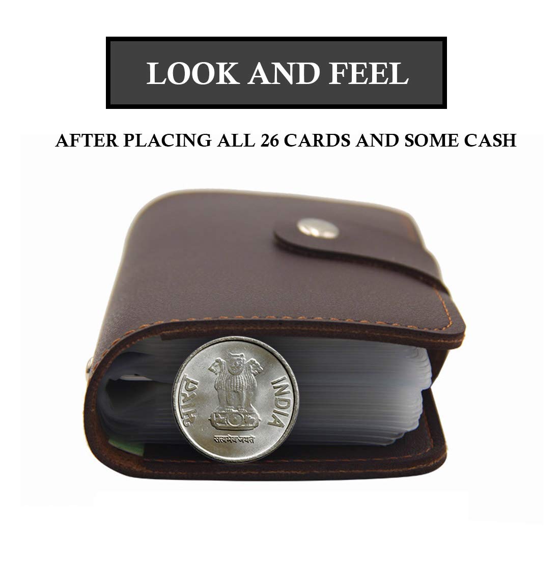 Stealodeal Brown 28 Slots Leather Debit/Credit/ATM Men & Women Card Holder