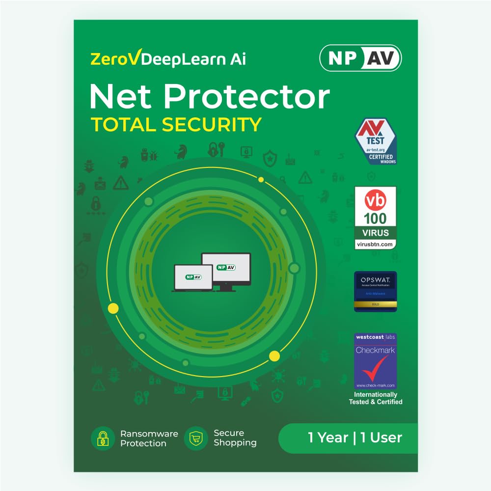 Net Protector Antivirus - Total Security 2026 | Windows PC/Laptop | 1 Year - 1 PC with ZeroVDeepLearn Ai (Email Delivery in 1 Hour - No CD)