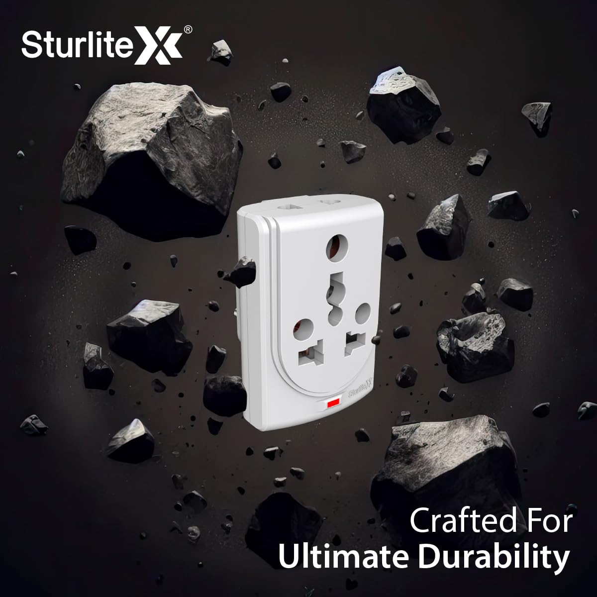 Sturlite Konvert Multiplug| 6-16 Amp| 2-Pin & 3-Pin Socket| Universal AC Travel Adapter| Premium Polycarbonate Body Socket| Compact Converter Plug for Travel, Home & Office Use - Pack of 1