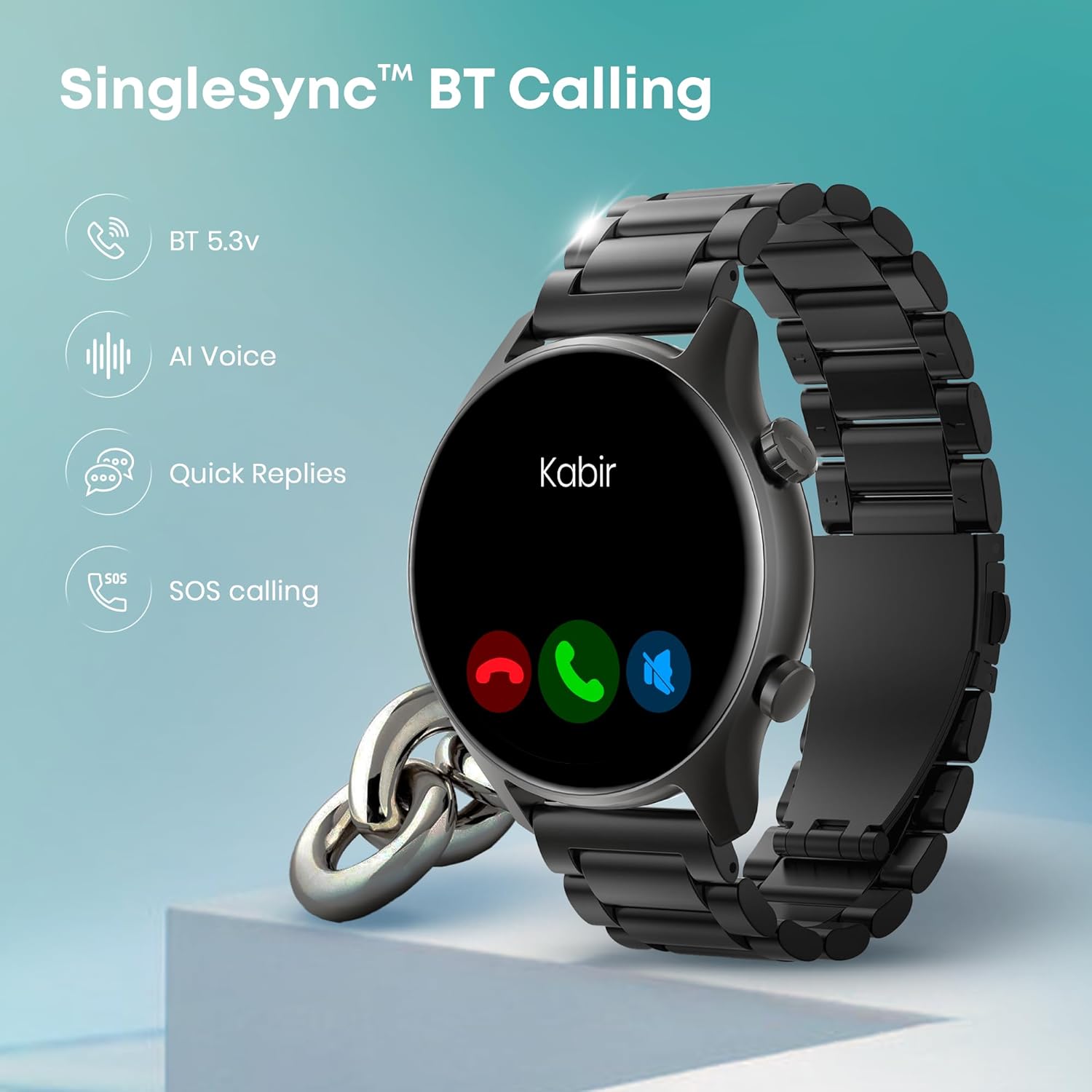 Fastrack Astor FR2 Pro 1.43" AMOLED Stainless Steel Smart Watch with SpO2, Heart Rate, BT Calling, Adaptive AOD, Functional Crown, AI Voice Assistant – Smartwatch for Stylish Professionals (Black)