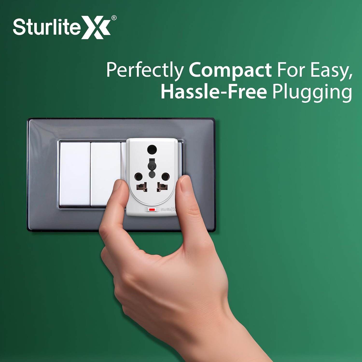 Sturlite Konvert Multiplug| 6-16 Amp| 2-Pin & 3-Pin Socket| Universal AC Travel Adapter| Premium Polycarbonate Body Socket| Compact Converter Plug for Travel, Home & Office Use - Pack of 1