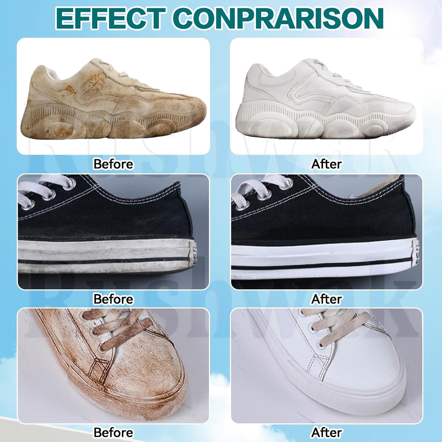 Rushwak Shoe Wipes (80 + 80 Wipes) Sneaker Wipes Instant Sneaker Cleaner Shoe Cleaning Wipes Sneaker Wipes for Shoes Quick Remove Dirt Stain Shoe Cleaner Wipes Shoe Wipes for Sneakers Cleaning Kit