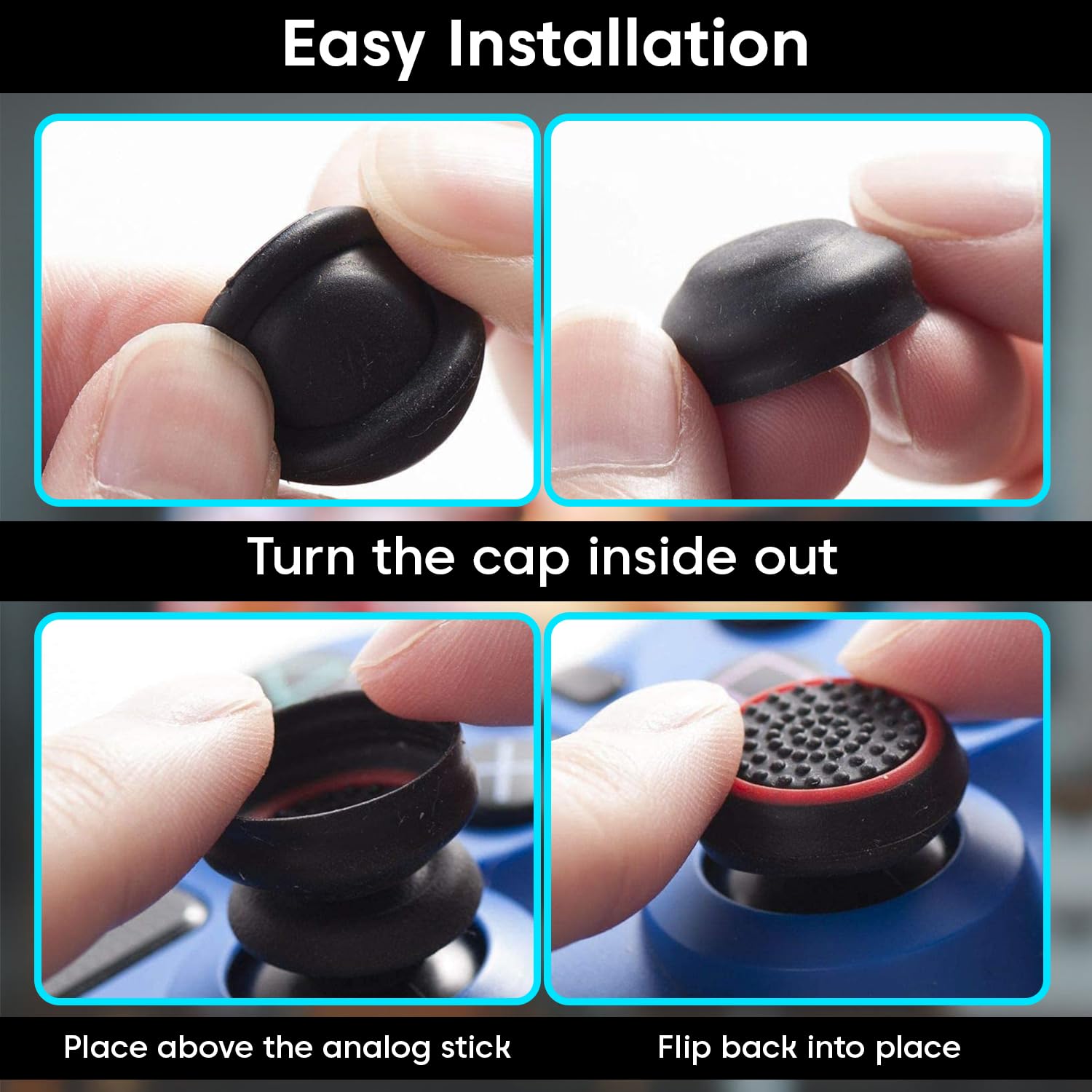 Sounce 8 Pair / 16 Pcs Controller Thumb Grips PS5/PS4/Xbox One/360/Switch, Anti-Slip Joystick Caps for PS5 Remote Controller & Gamepads, Soft Silicone Thumb Stick Covers for Enhanced Grip & Protection