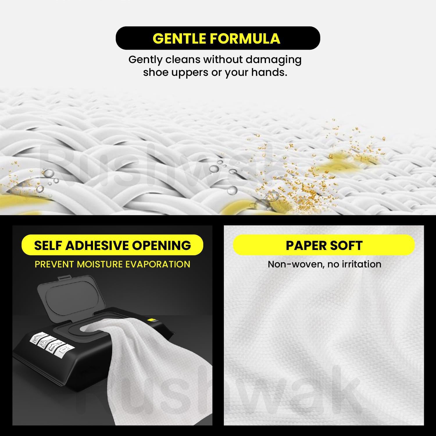 Rushwak Shoe Wipes (80 + 80 Wipes) Sneaker Wipes Instant Sneaker Cleaner Shoe Cleaning Wipes Sneaker Wipes for Shoes Quick Remove Dirt Stain Shoe Cleaner Wipes Shoe Wipes for Sneakers Cleaning Kit