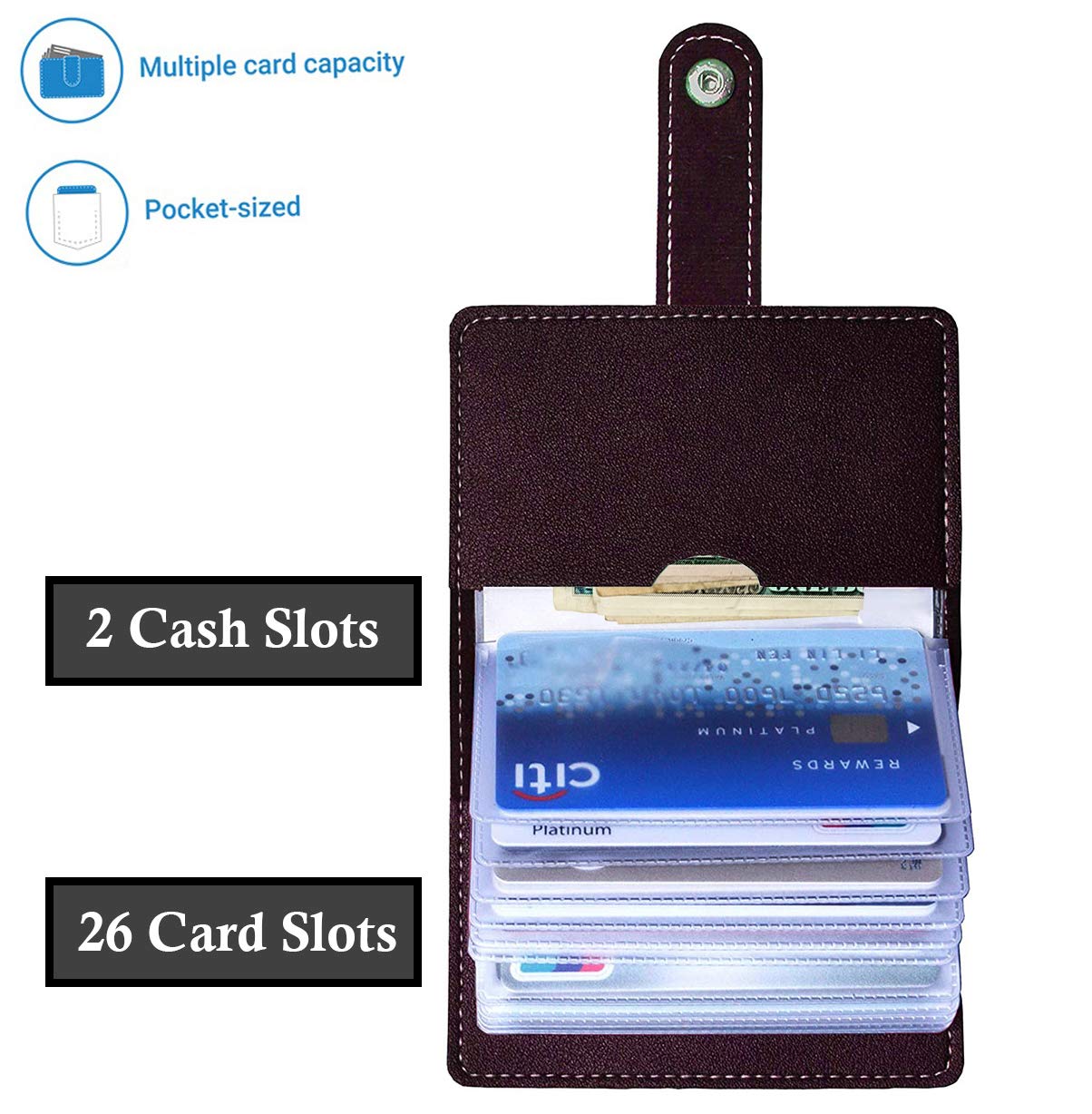 Stealodeal Brown 28 Slots Leather Debit/Credit/ATM Men & Women Card Holder