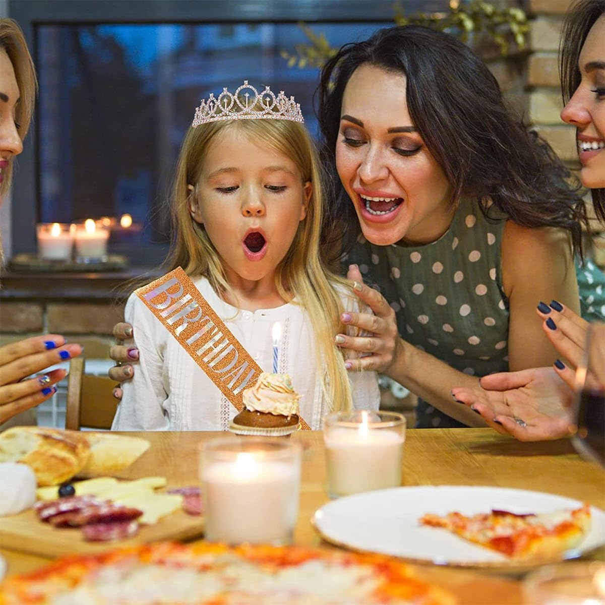 Shining Diva Fashion Latest Stylish Birthday Sash and Crown - Pack of 2 Pcs | Birthday Queen Crown | Birthday Gifts for Best Friend, Sister, Teenager | Birthday Decorations Items