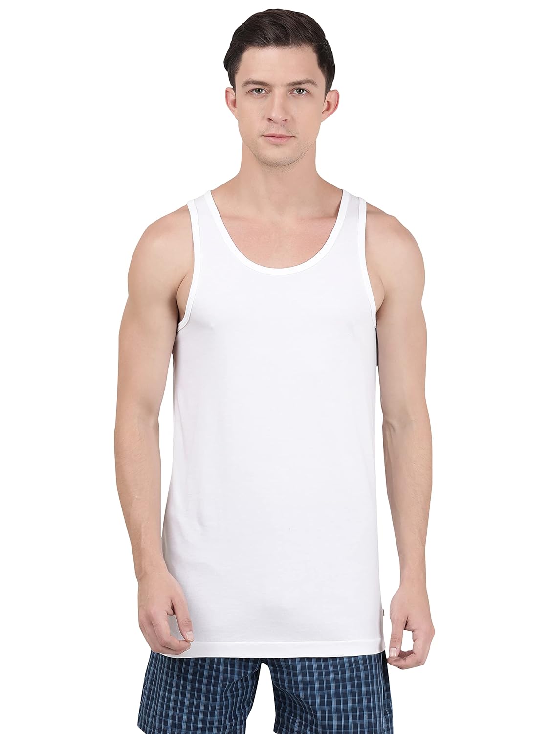 Jockey 8820 Men's Super Combed Cotton Round Neck Sleeveless Vest with Extended Length for Easy Tuck (Pack of 3)