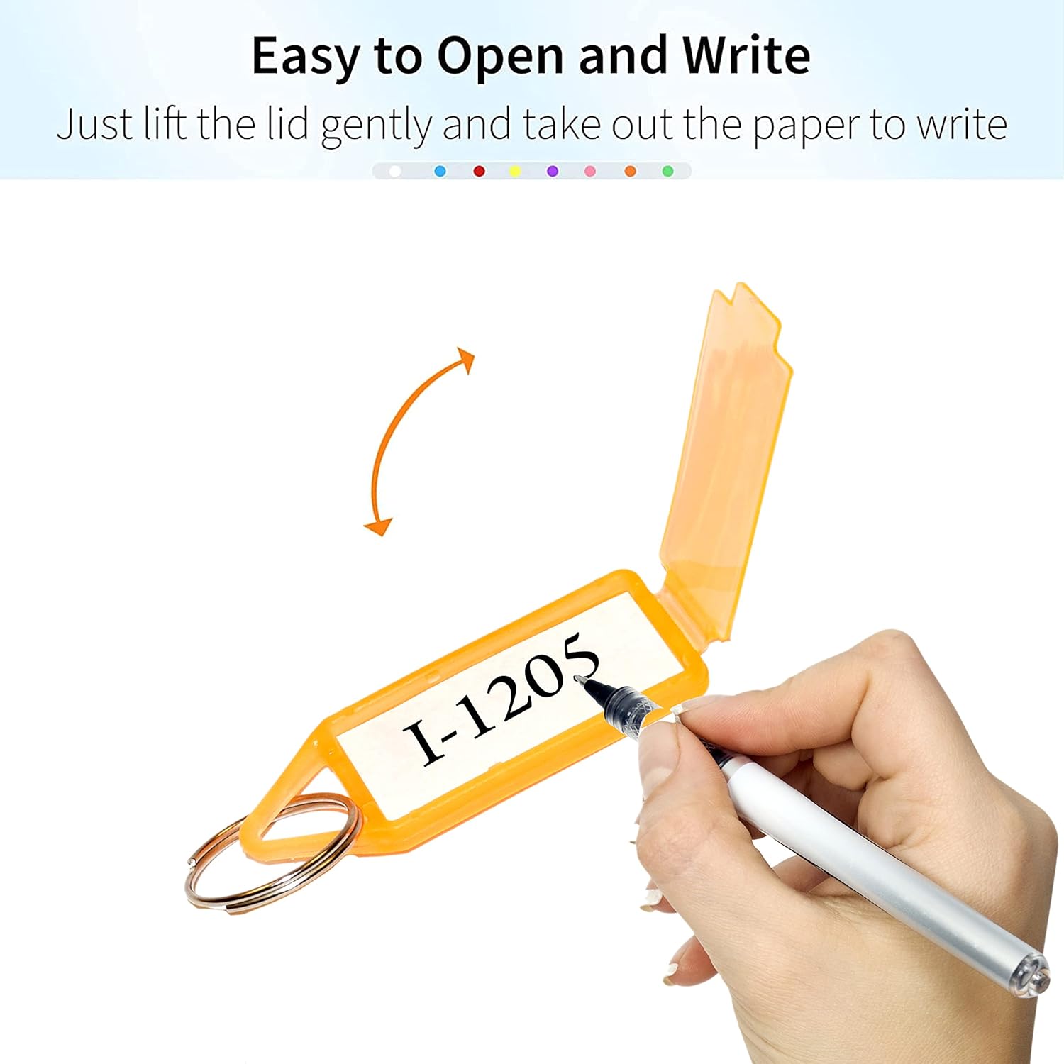SNDIA 50 Pcs Key Tag Multicolor Keyring & Keychain With Name Tag Labels Assorted Keychain With Two Side Id Label And Split Ring For Office, Home Key -Plastic