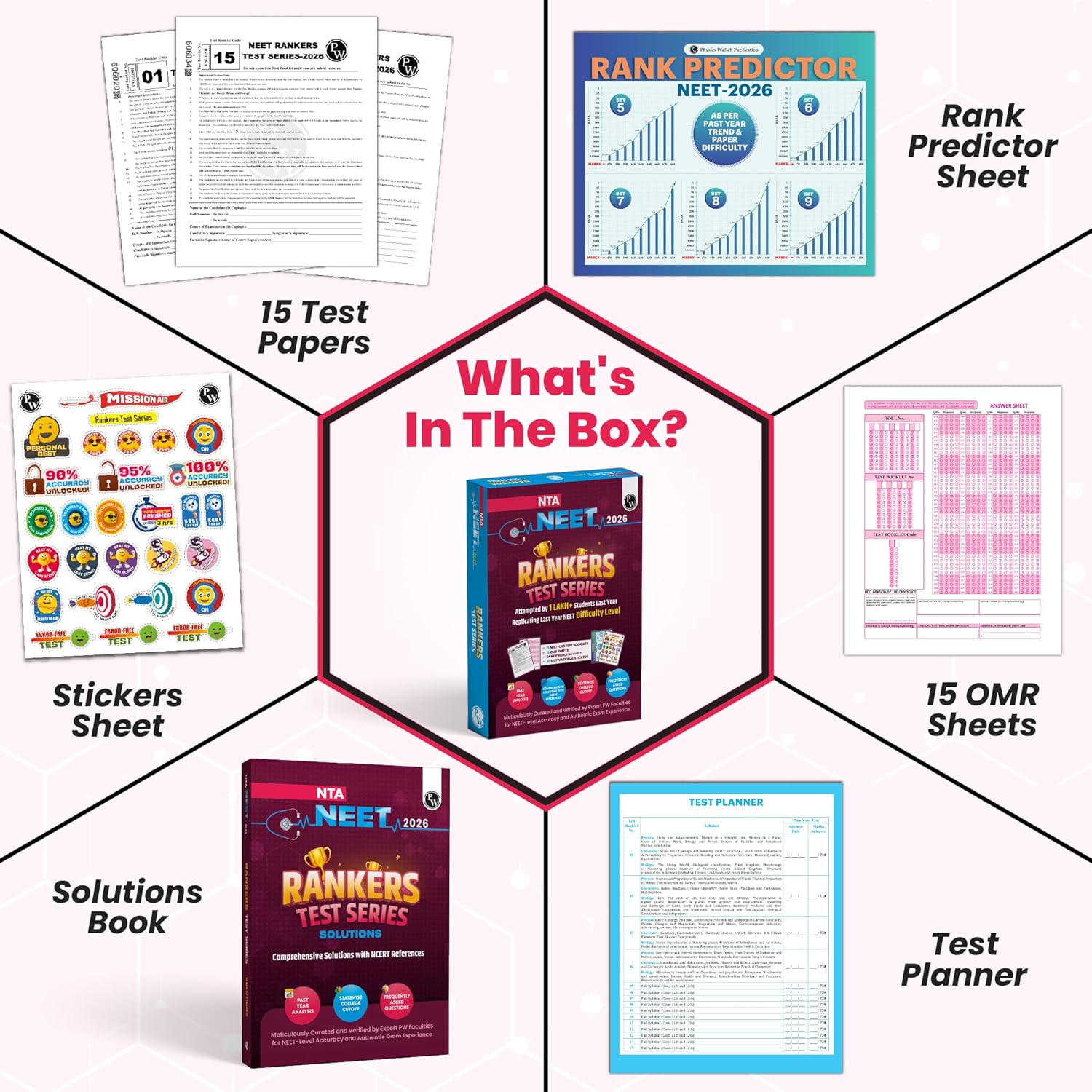 PW NTA 15 NEET Rankers Test Series 2026 | Expert Verified & Curated | 15 NEET-Like Test Booklets, 15 OMR Sheets, Solution Booklet, Rank Predictor & Statewise Cutoff Guide | Neet Test Series 2026