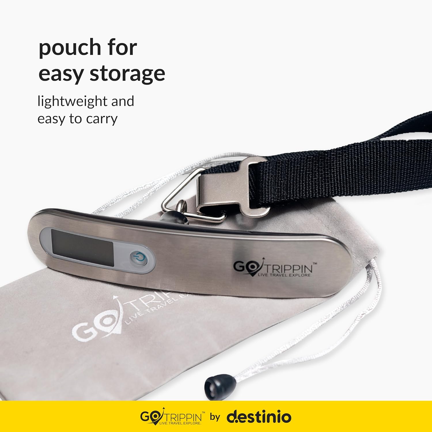 GoTrippin by Destinio Weight Machine for Luggage - 50 kg capacity, Steel body, Lifetime replacement - Digital Portable Electronic Luggage Weighing Scale for home, travel, flights, bags (Silver, 50 kg)