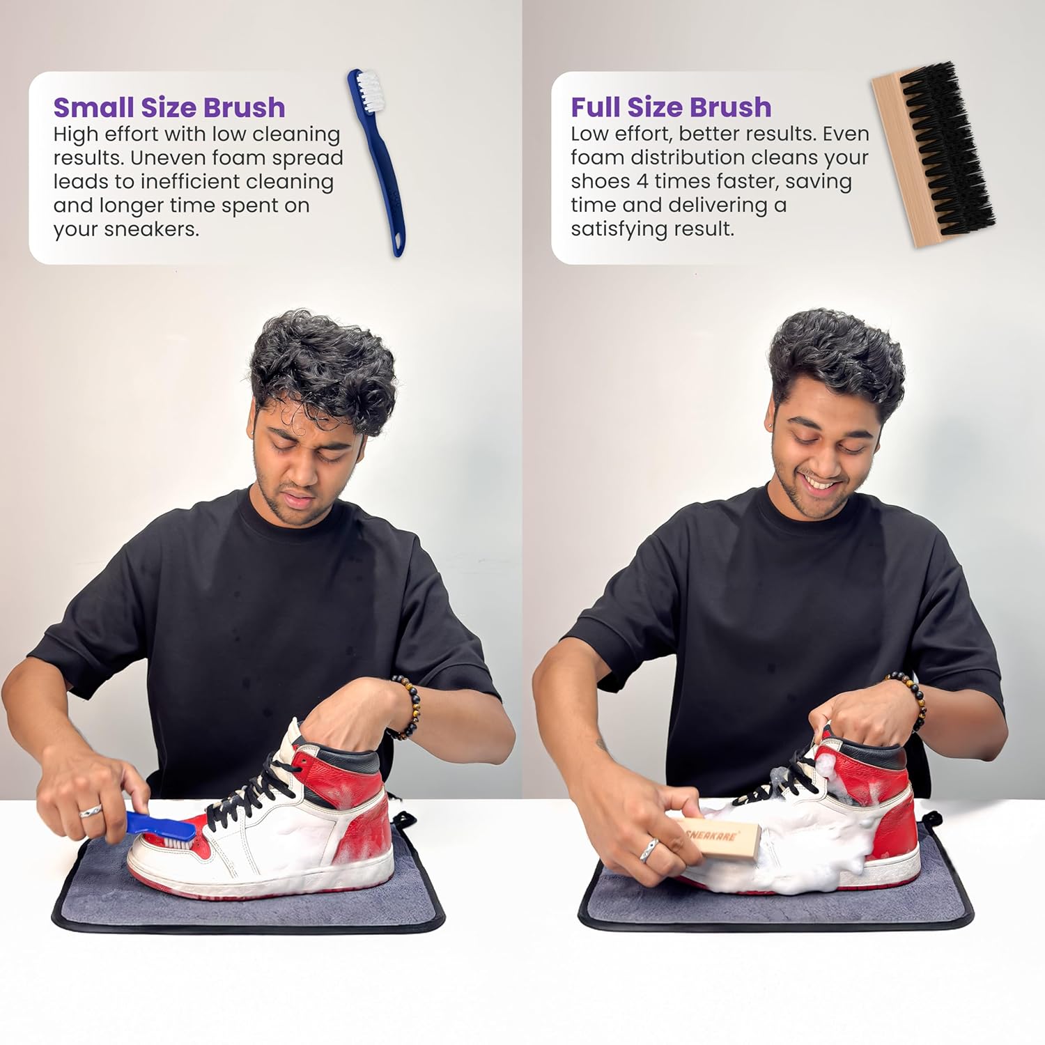 SNEAKARE Quick Shoe Cleaning Kit Shoe Cleaner & Medium Bristle Shoe Brush, White Shoe Cleaning Kit, Shoe Cleaner Kit For Sneaker,Sports Shoe Cleaner Foam Spray